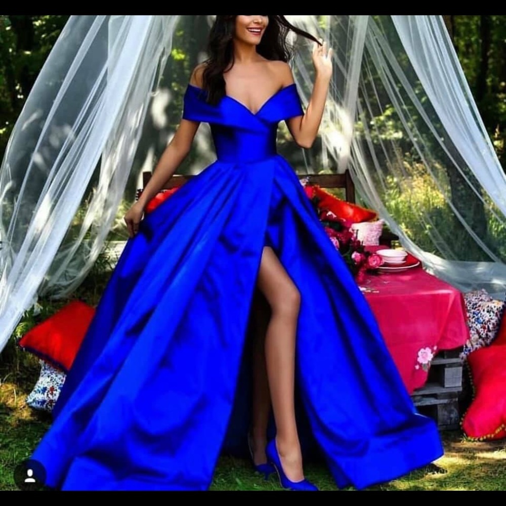 Tarik Ediz royal blue hi lo gown